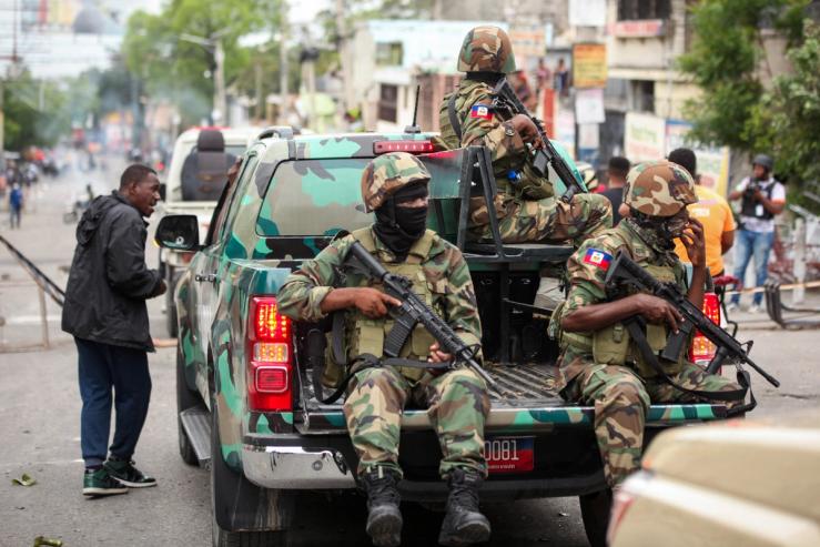 Security forces on patrol in Haiti.