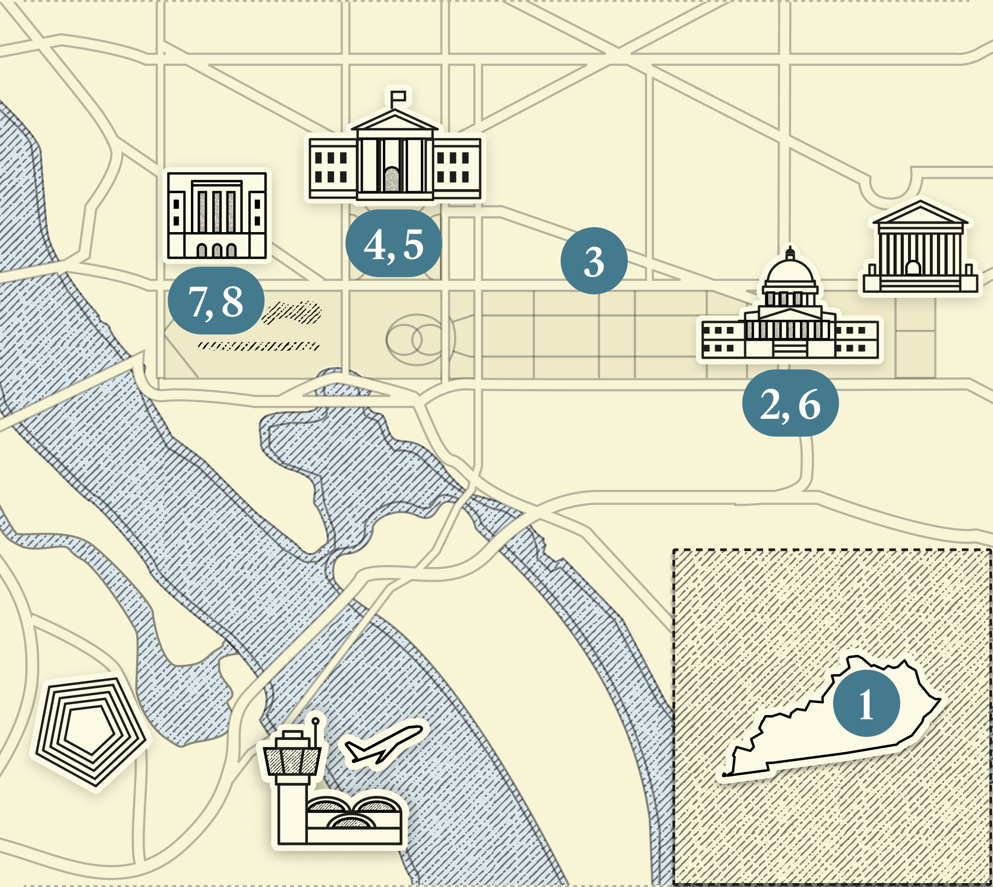 a numbered map of DC.