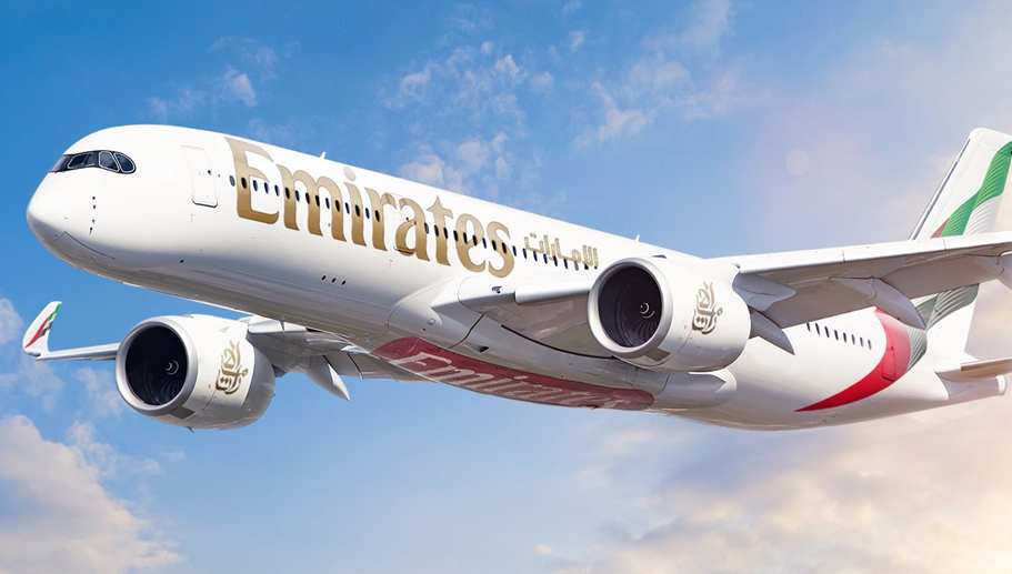 A rendering of an Emirates plane.