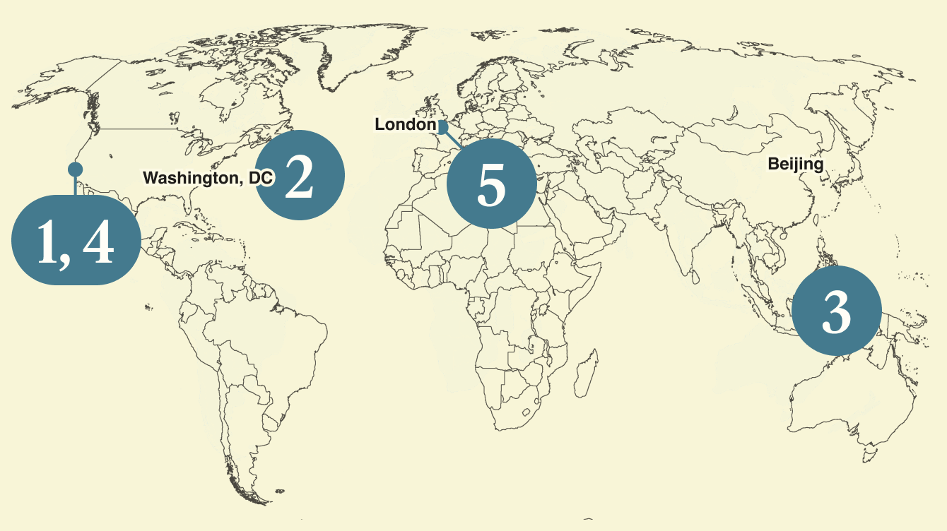 A map of the world.