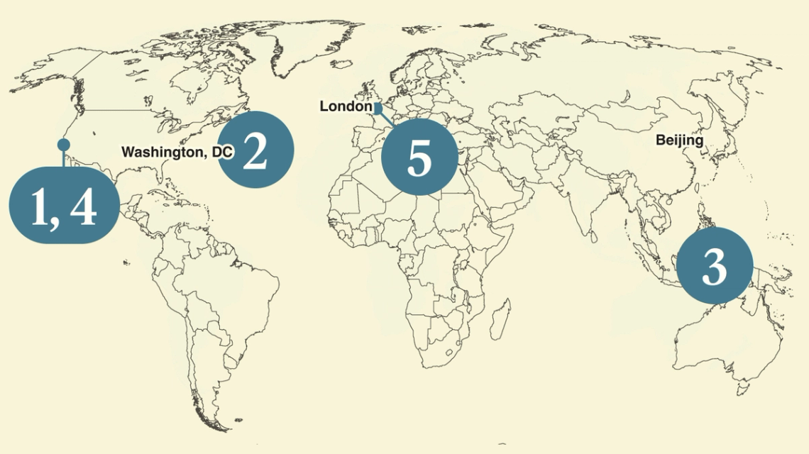 A map of the world.