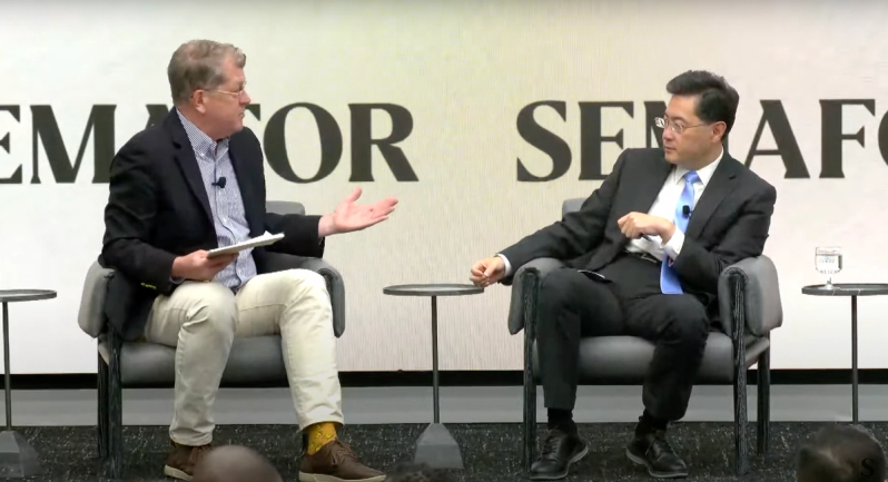 Ambassador Qin Gang in conversation with Semafor’s Steve Clemons at Semafor’s Africa Summit in Washington, DC.