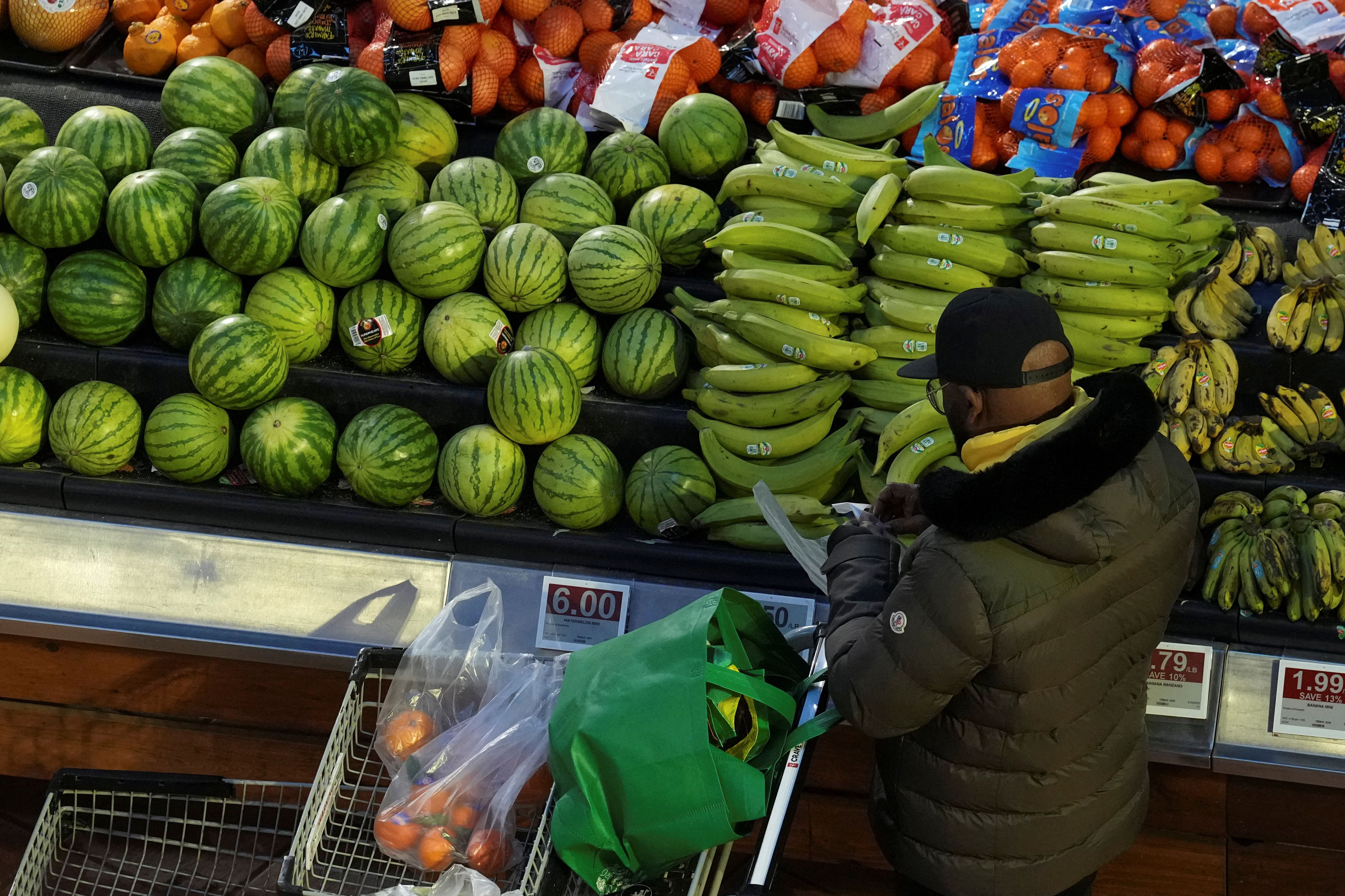 A person browses a grocery store.