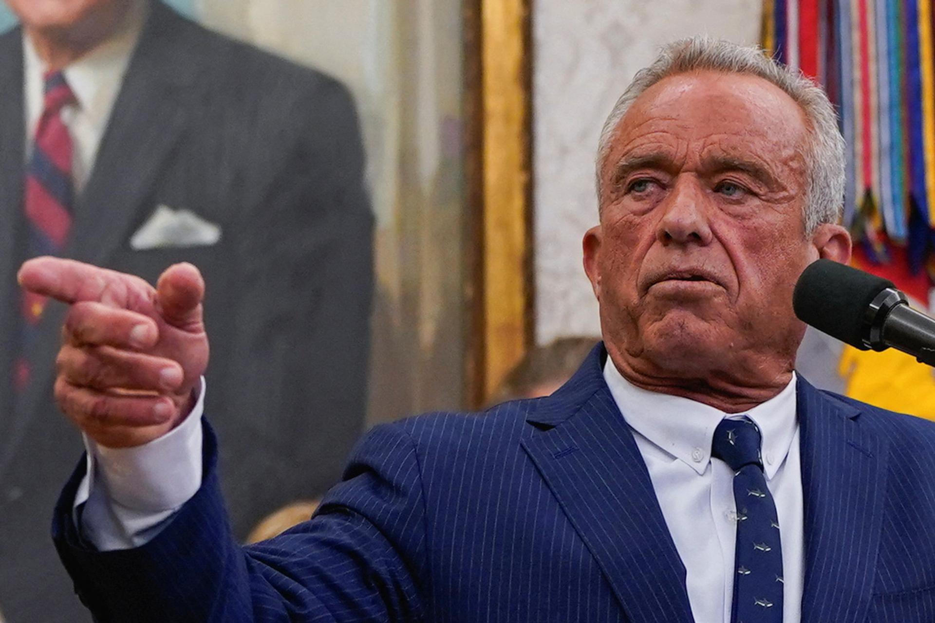 Robert F. Kennedy Jr. speaks in the Oval Office of the White House. 