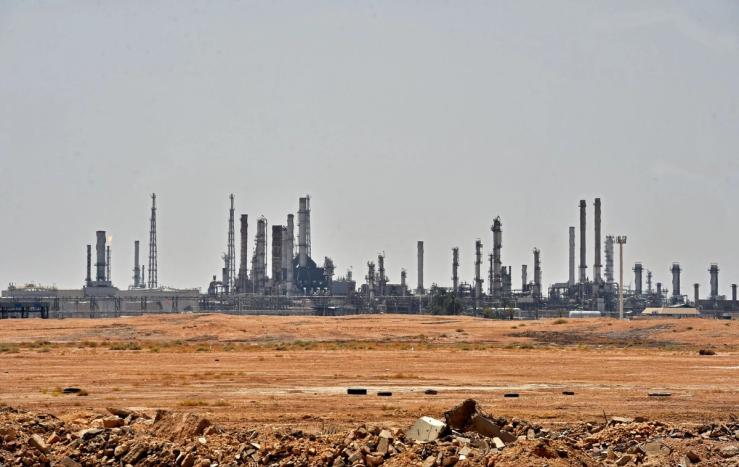 An Aramco oil facility near al-Khurj area, Saudi Arabia.
