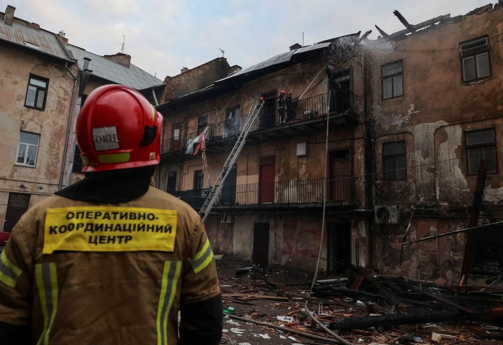 The aftermath of a strike on Ukraine. 