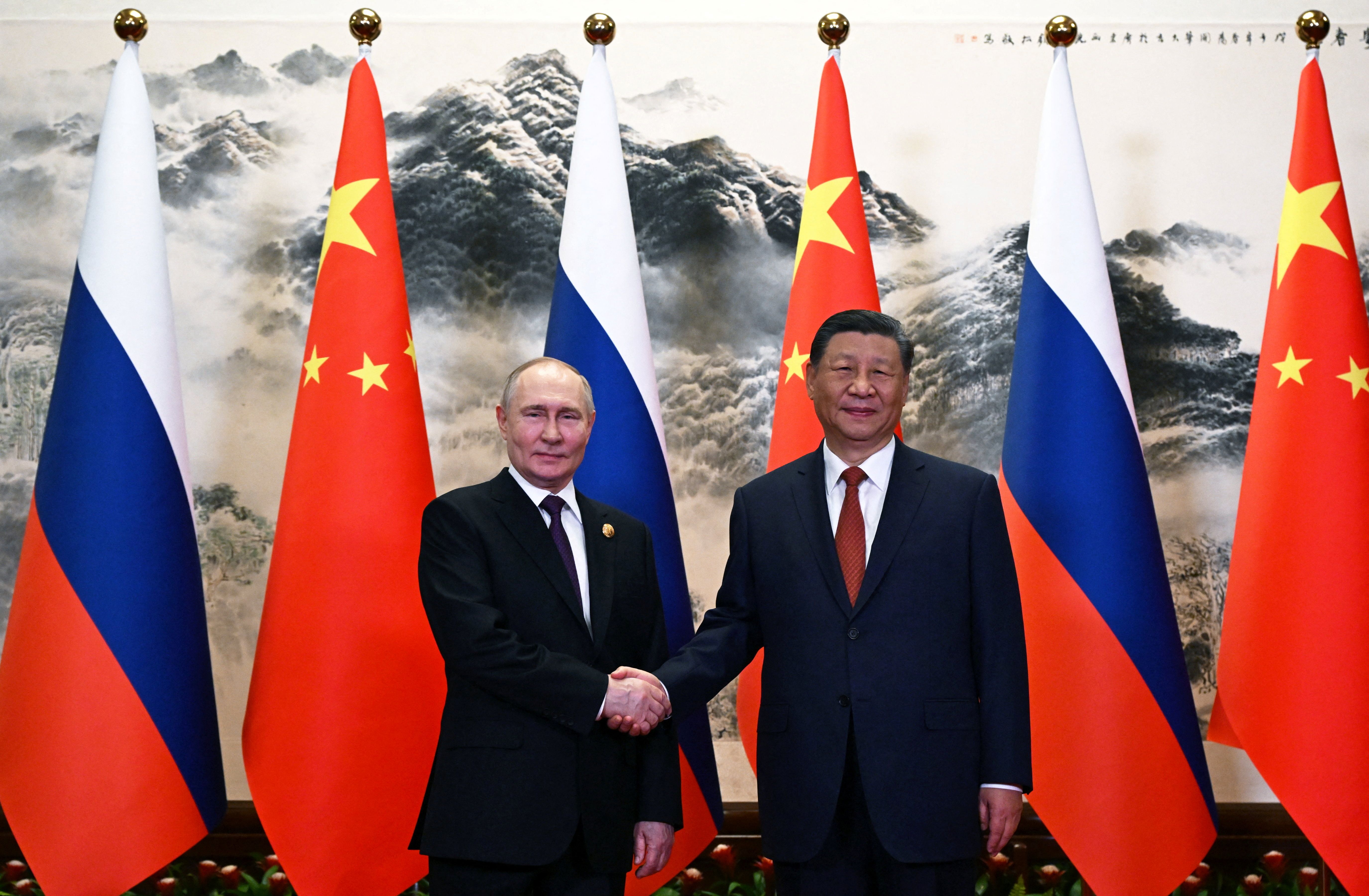 Vladimir Putin and Xi Jinping during a recent meeting in Beijing