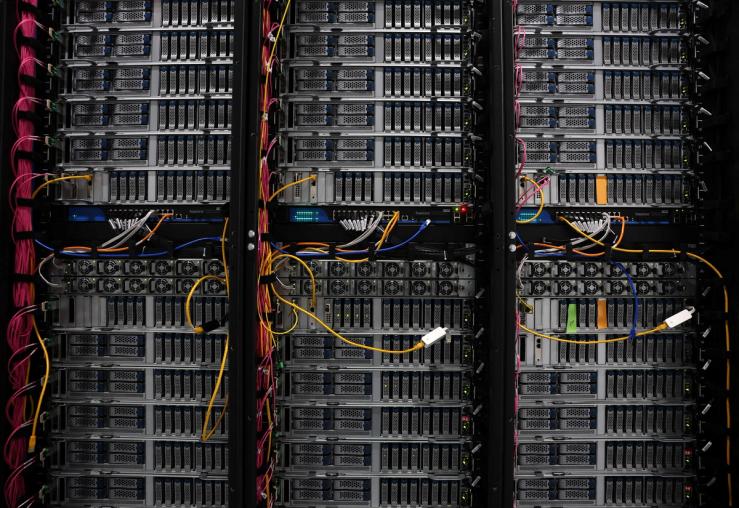 A view shows detail of racks for data servers, GPUs and CPUs inside the Nebius AI UK data centre, a new facility hosting NVIDIA and other computer firms, at Ark Data Centres, in Chertsey, Britain