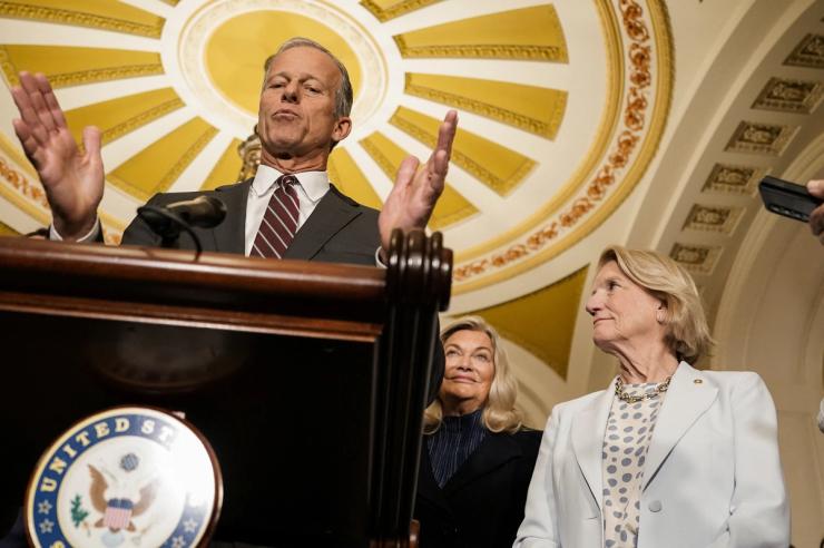 Senate Republican leaders at a press conference