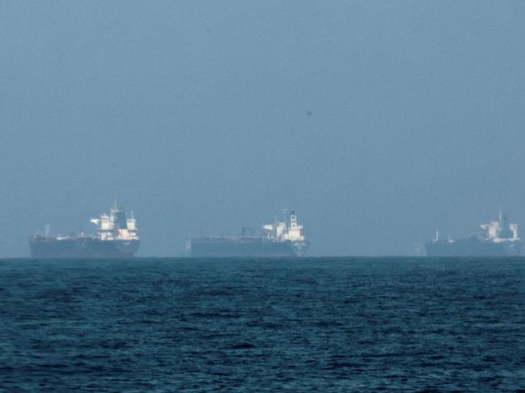 Tankers are seen off the coast of Fujairah, as Iran vows to fire on ships transiting the Strait of Hormuz.