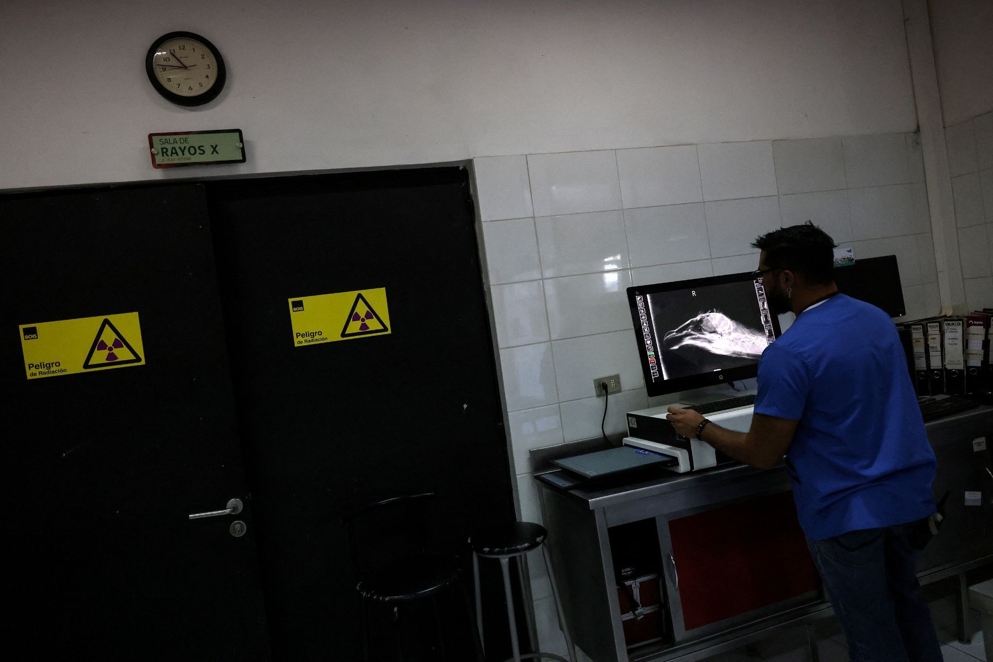 A doctor reviewing an X-ray. 