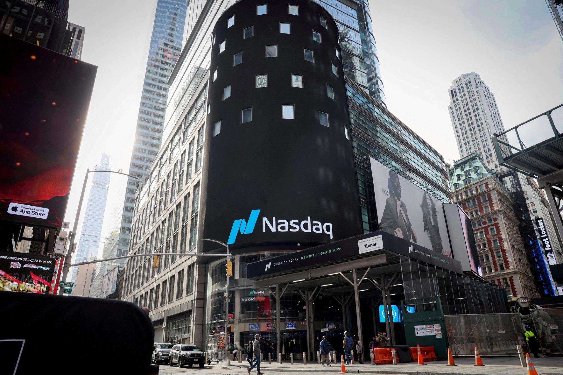 FILE PHOTO: The Nasdaq Market site is seen in New York City, U.S., March 26, 2024. REUTERS/Brendan McDermid/File Photo