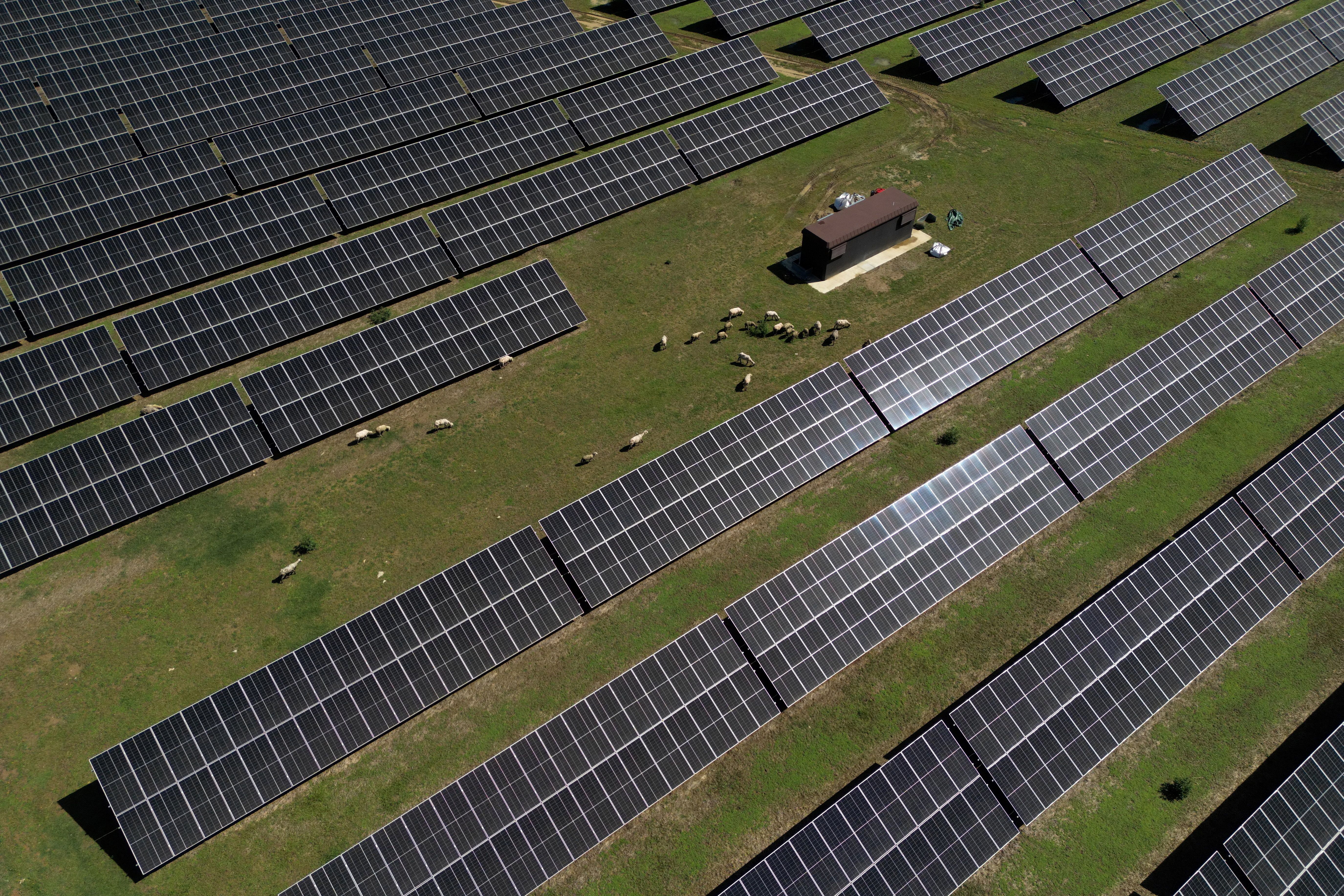 Solar panels near Girona, Spain