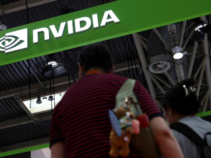 A booth for Nvidia at the China International Supply Chain Expo in Beijing, China