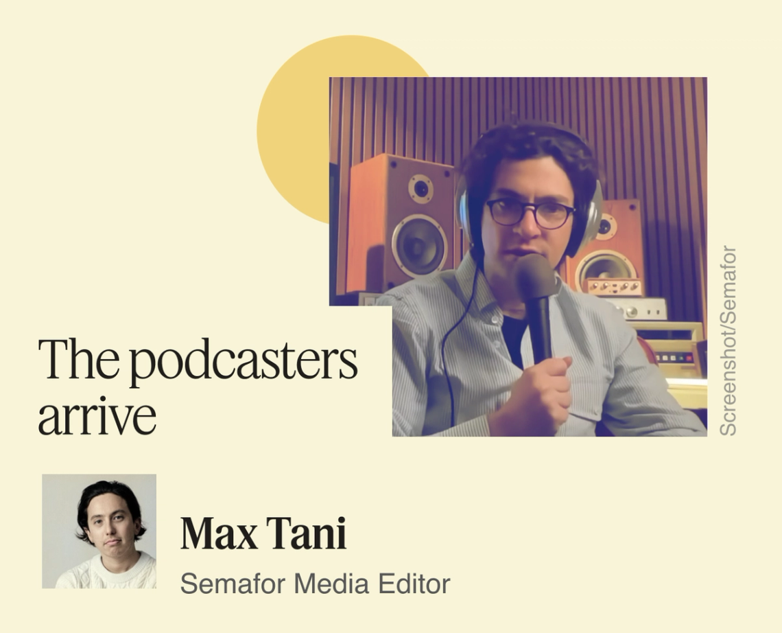 The podcasters arrive