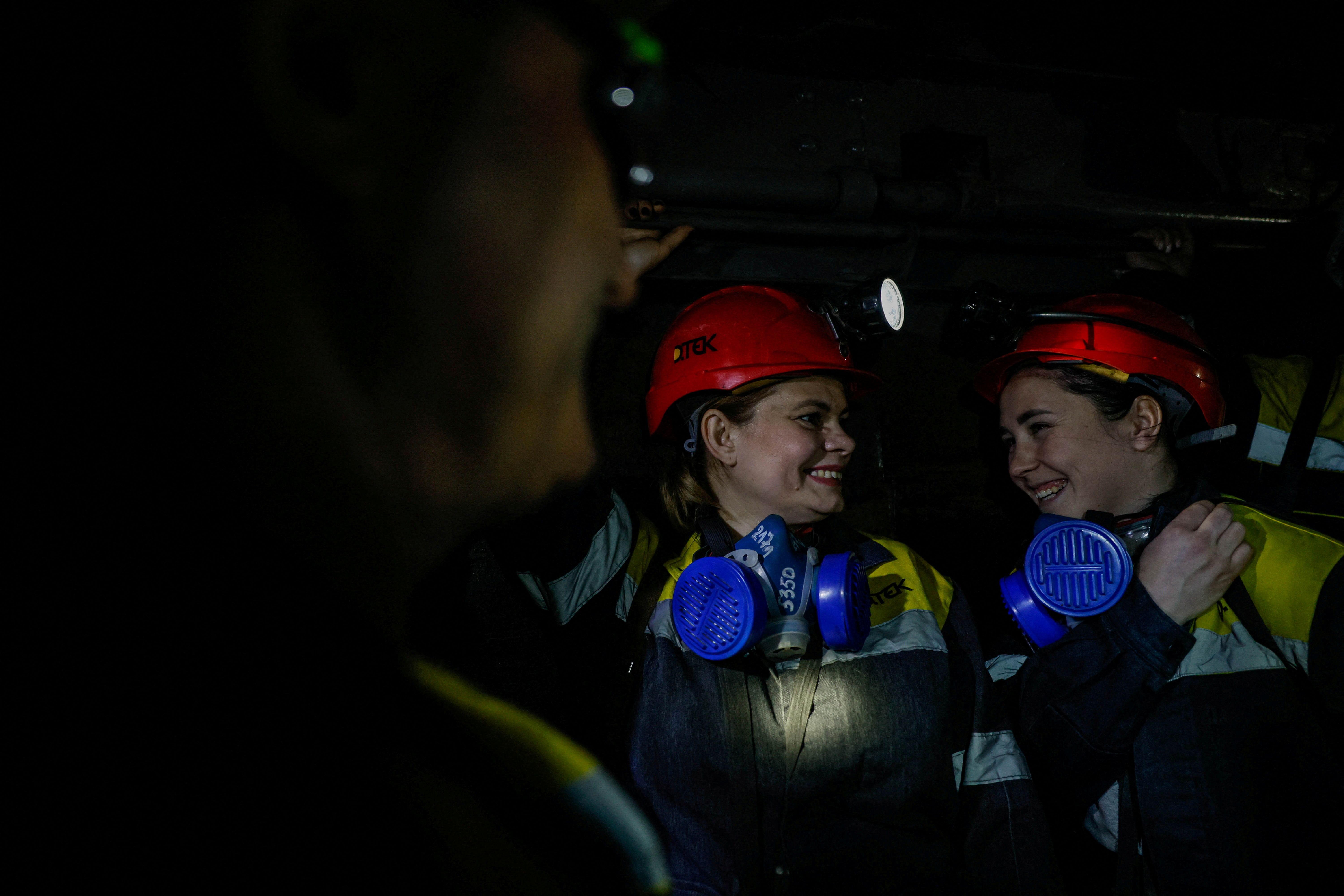 Women work underground in a mine in Dnipropetrovsk region