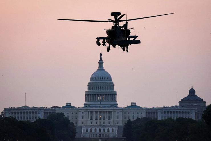 A US Army helicopter over Washington.