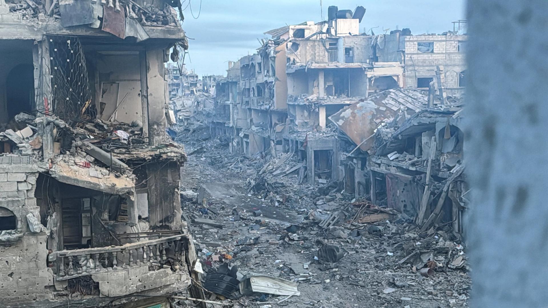 Damaged buildings in Gaza.