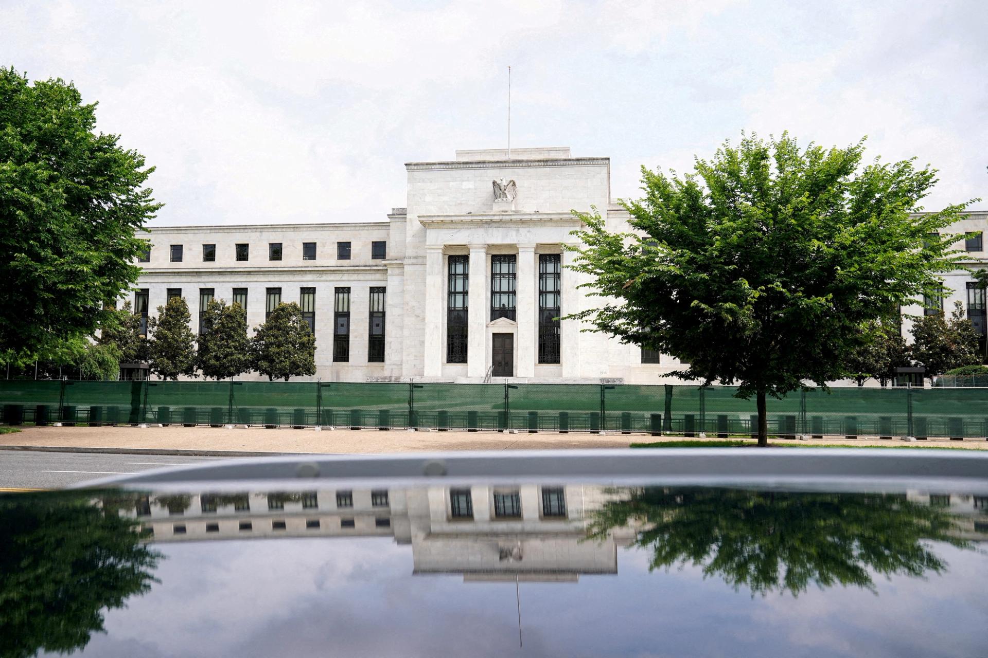 The exterior of the US Federal Reserve building in Washington, DC.