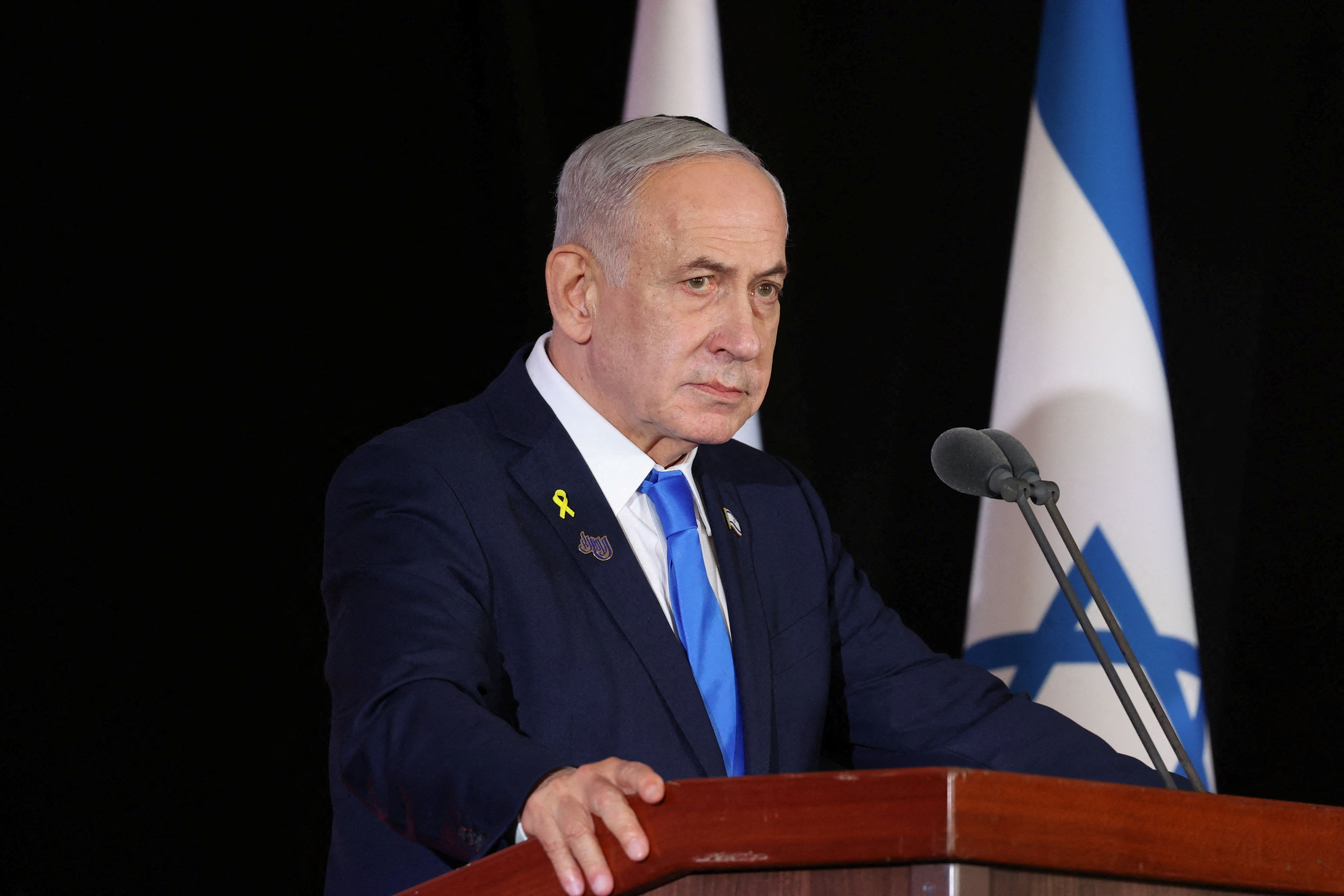 Israeli Prime Minister Benjamin Netanyahu participate in the state memorial ceremony for the fallen of the Iron Swords War on Mount Herzl.
