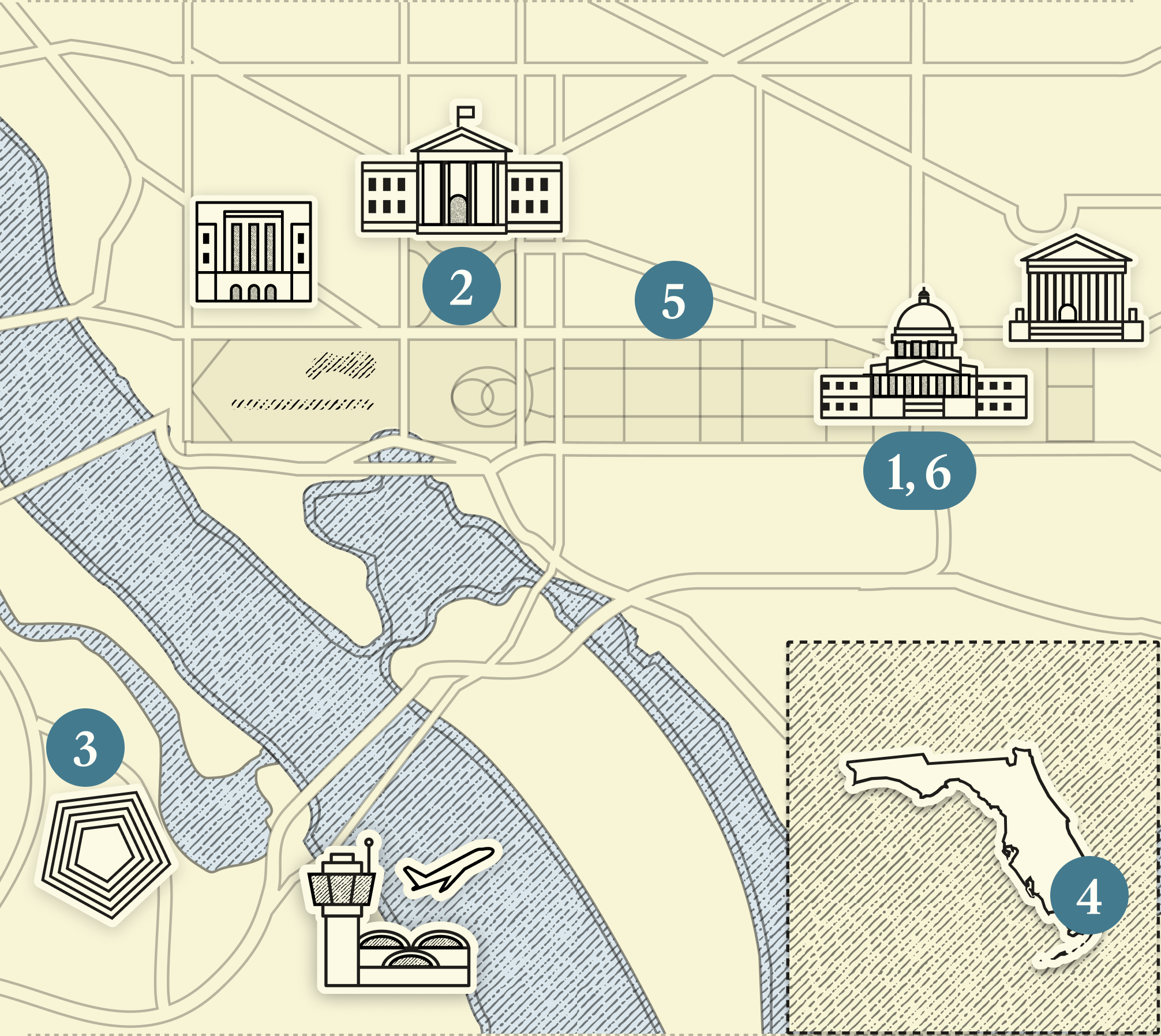 A numbered map of DC.