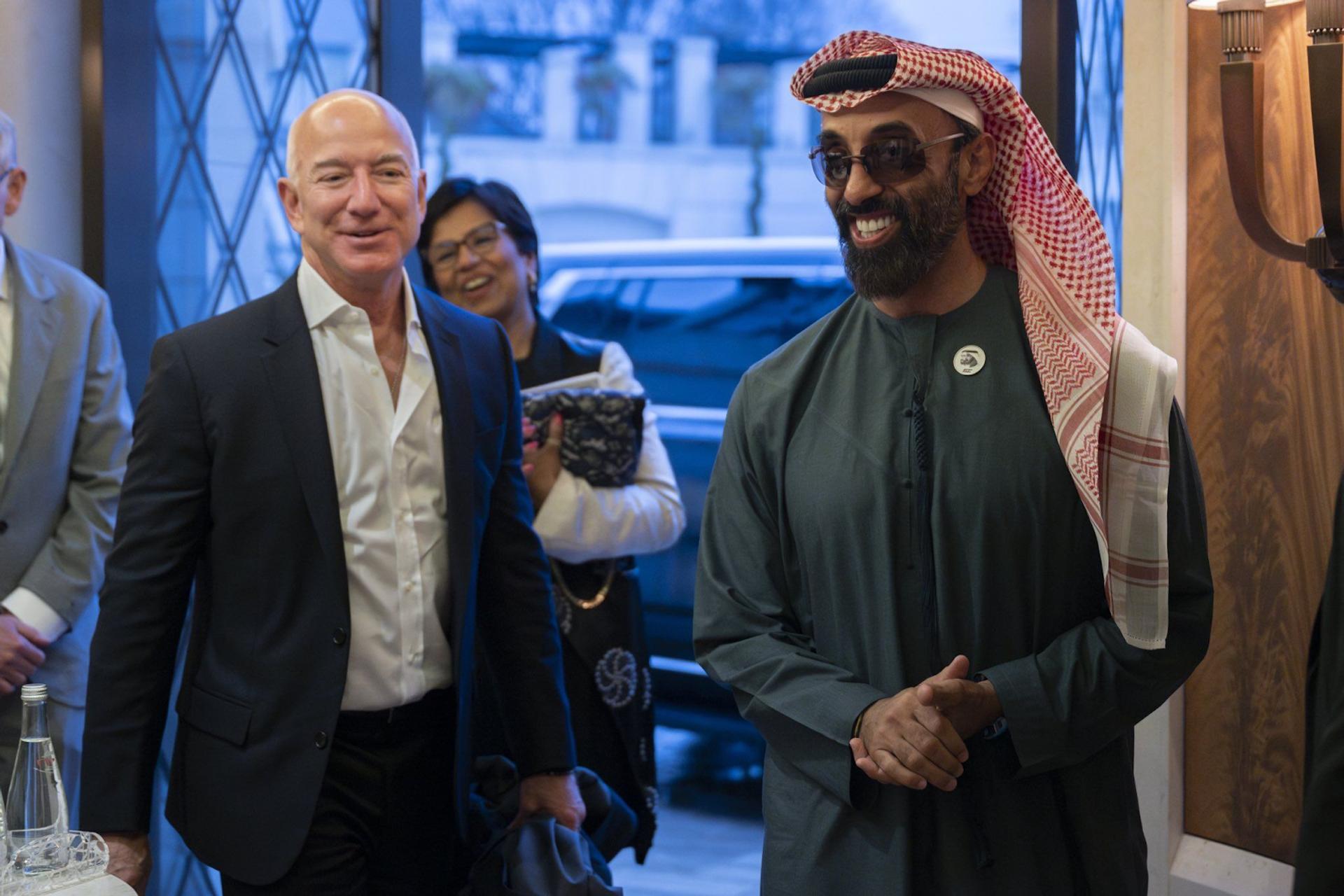 Sheikh Tahnoon bin Zayed with Amazon founder Jeff Bezos. 