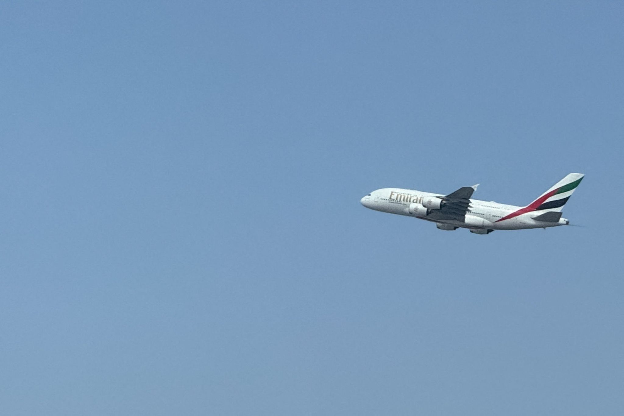 An Emirates flight. 