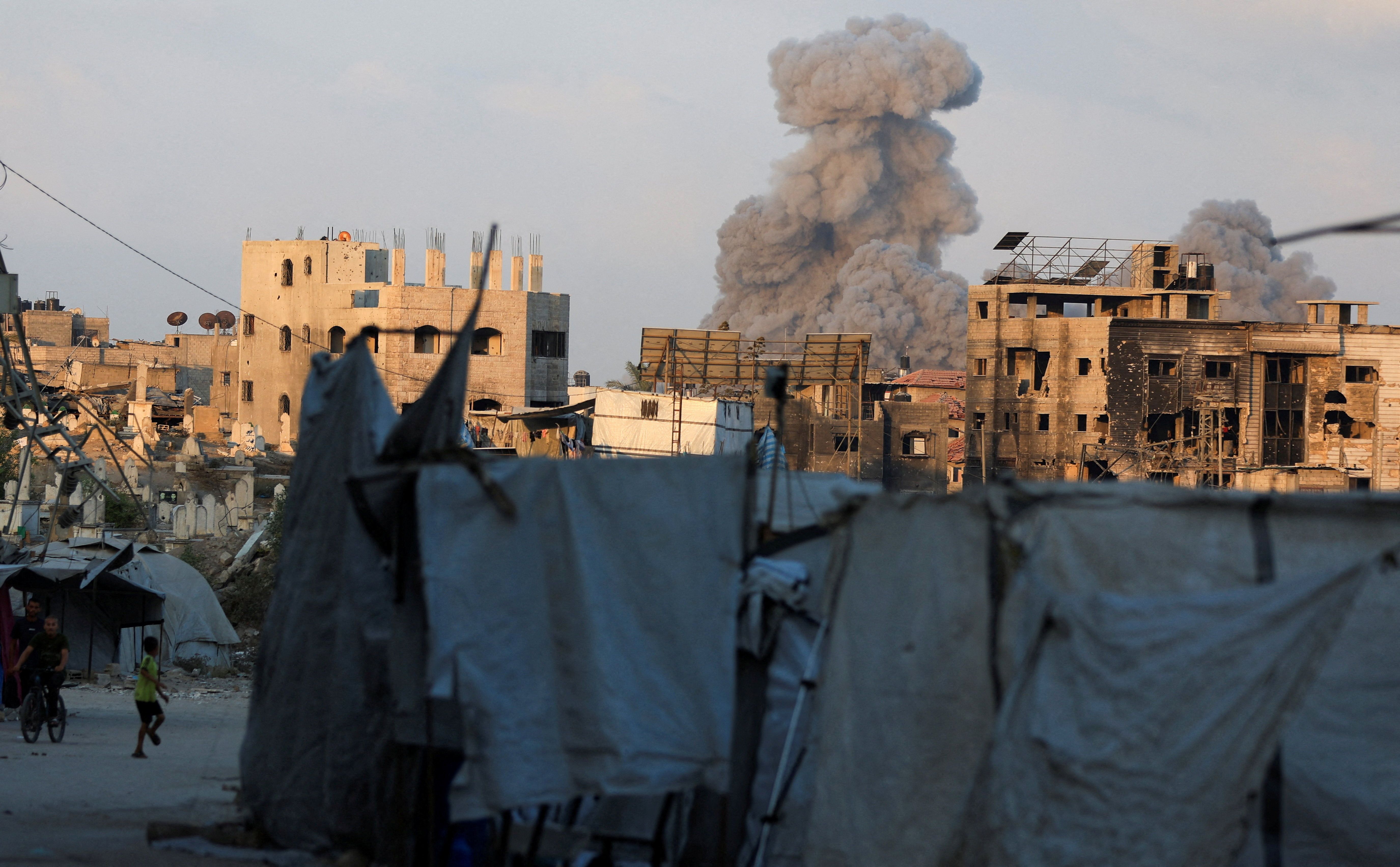 A photo of a strike on Gaza City. 