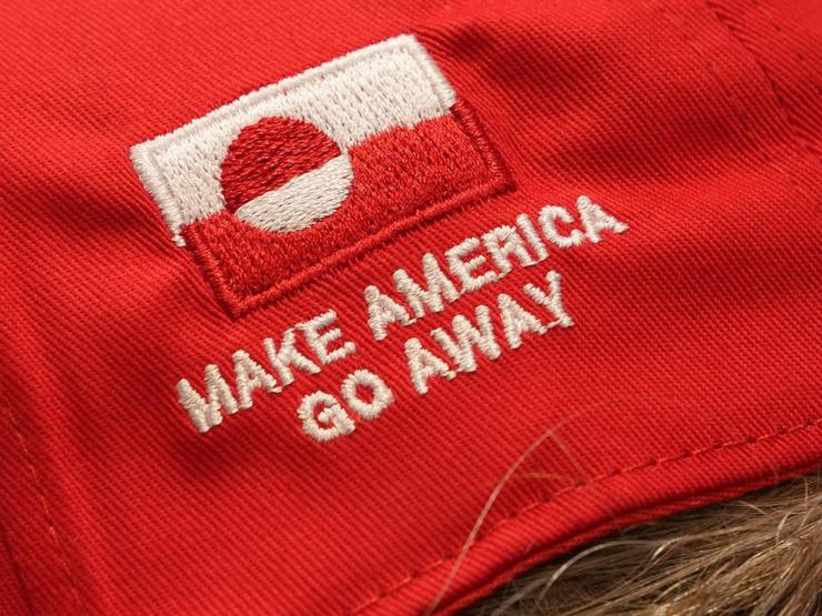 Anti-Trump hats for sale in Copenhagen