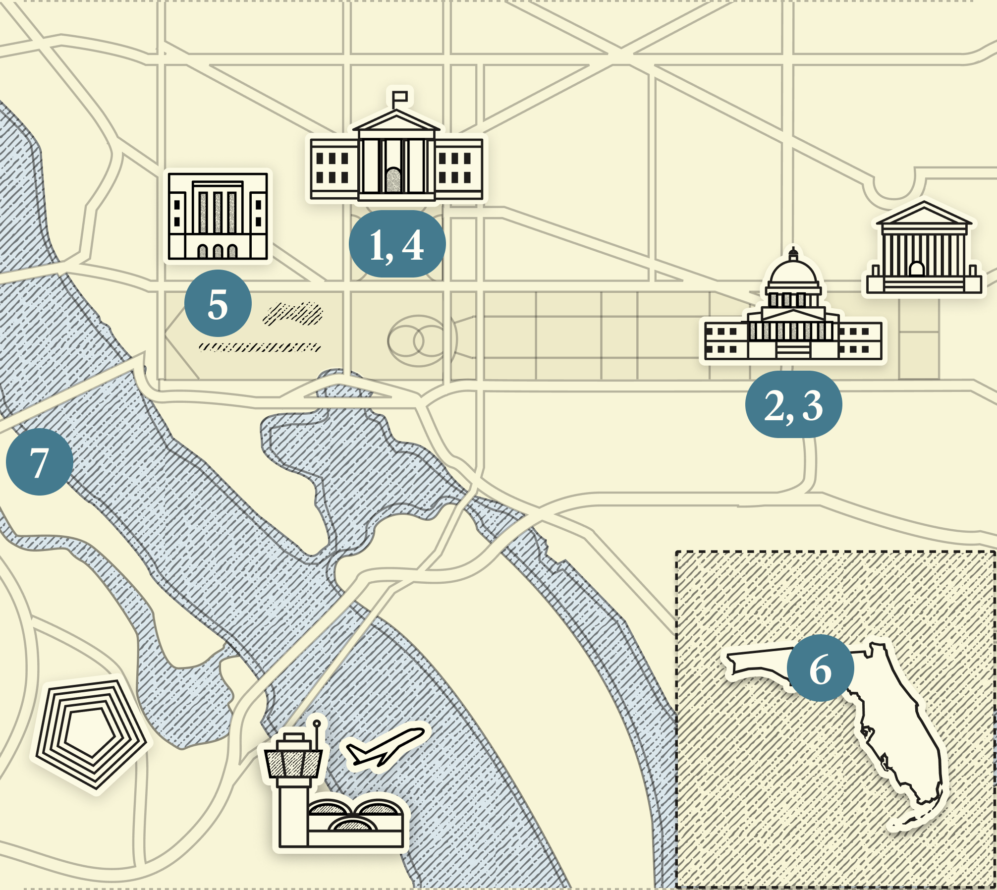 A numbered map of DC.