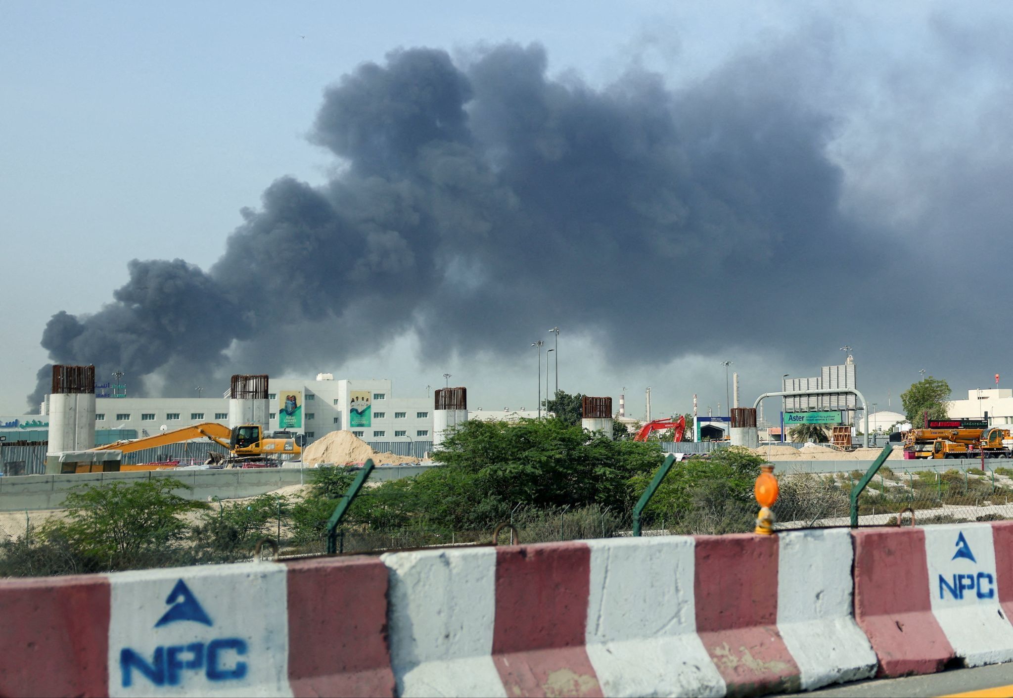 Smoke billows from Jebel Ali port in Dubai after an Iranian attack in March 2026.