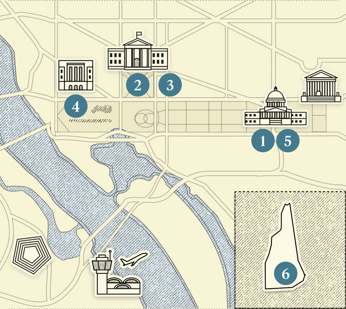 A numbered map of DC.