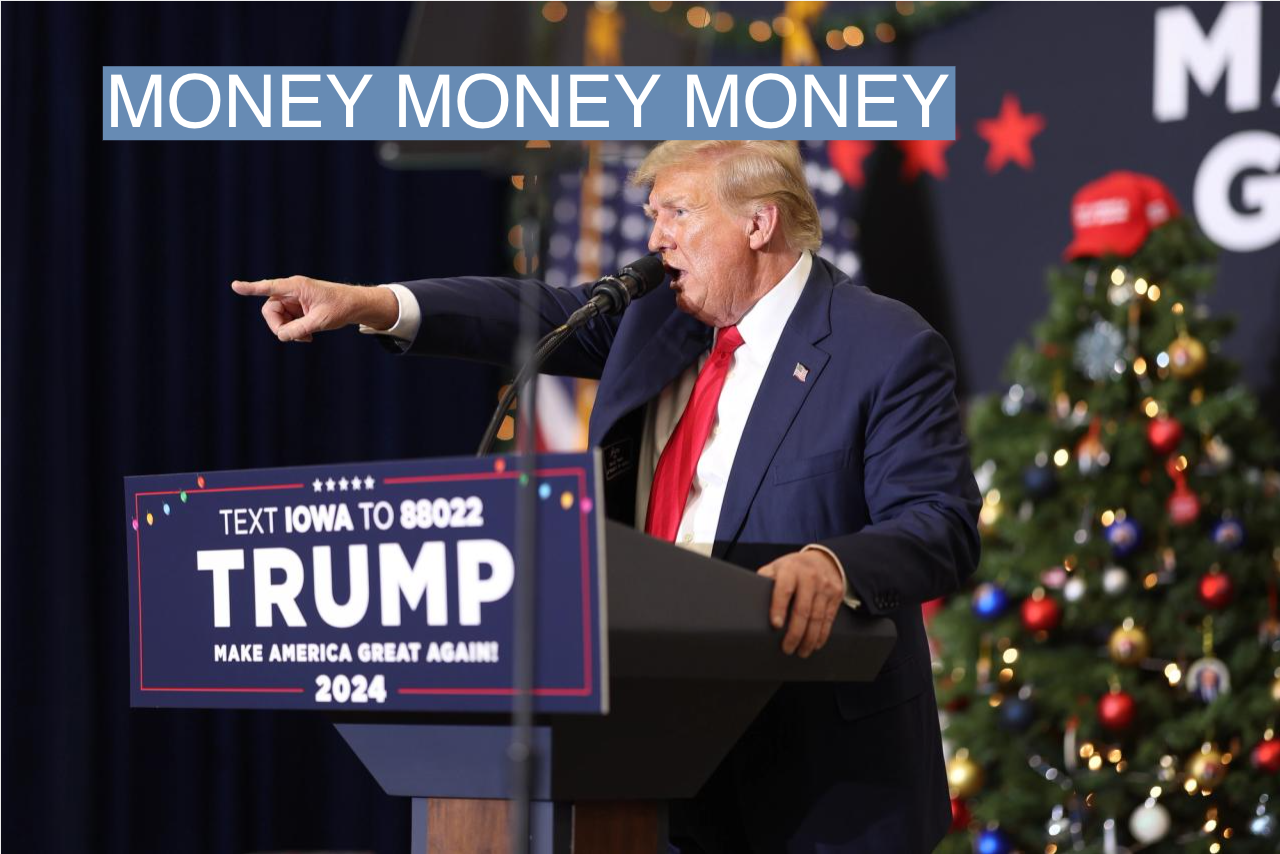 Republican presidential candidate and former U.S. President Donald Trump speaks at a campaign event on December 19 in Waterloo, Iowa.
