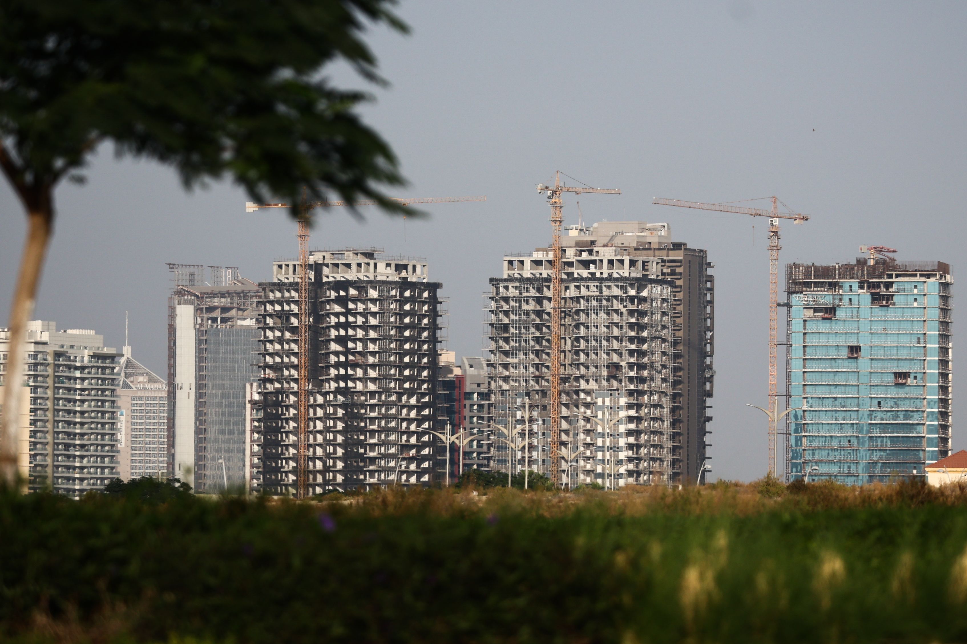 High-rise buildings under construction in Dubai.