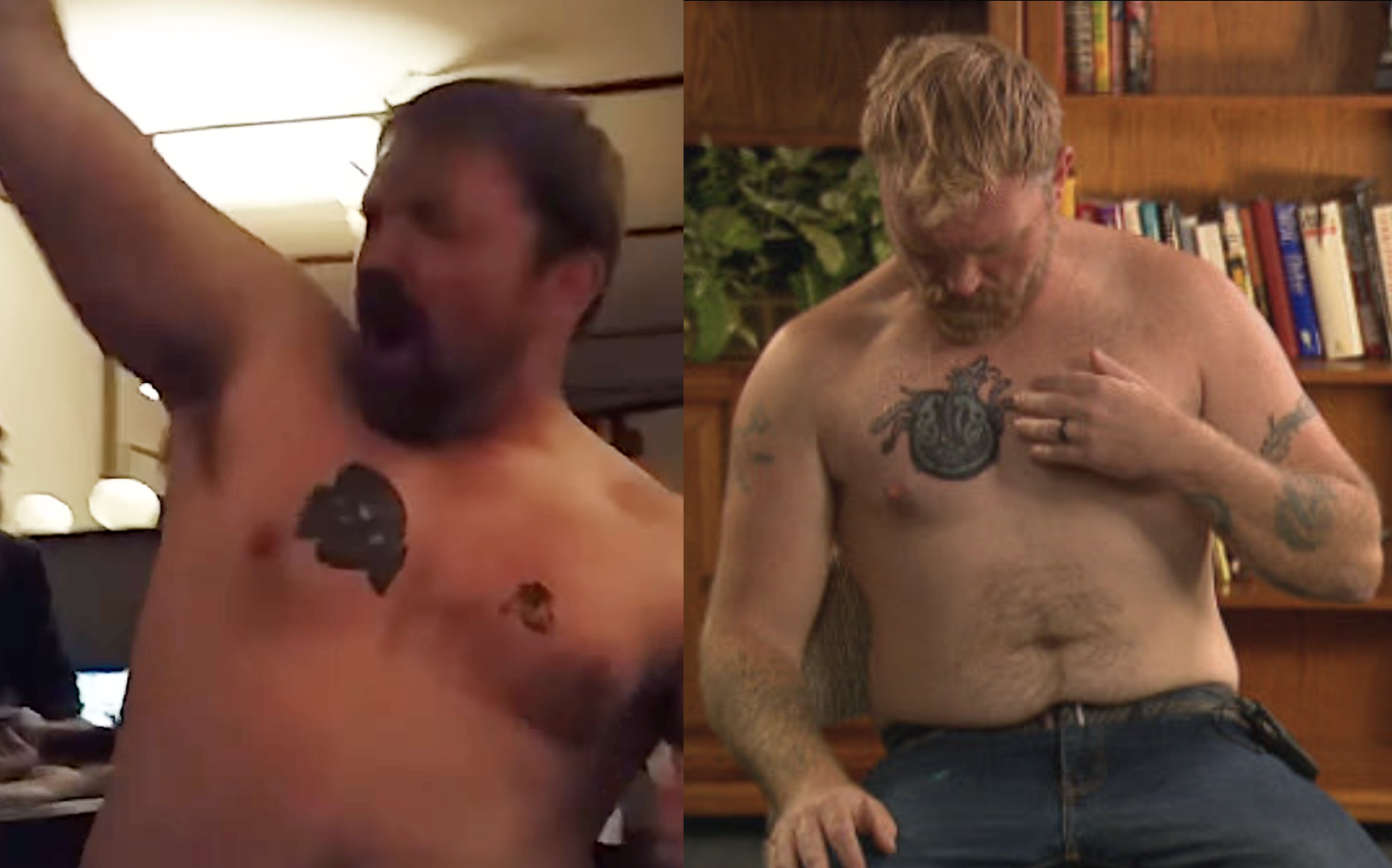 Graham Platner tattoos, before and after