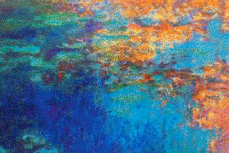 Detail from Water Lilies #1, by Ai Weiwei. Lego Bricks. Photo courtesy of the artist and Galleria Continua.