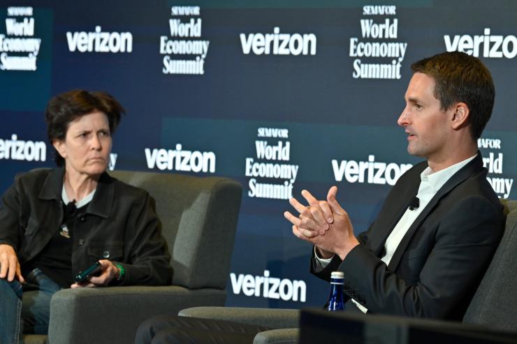 Kara Swisher and Evan Spiegel, CEO of Snap.