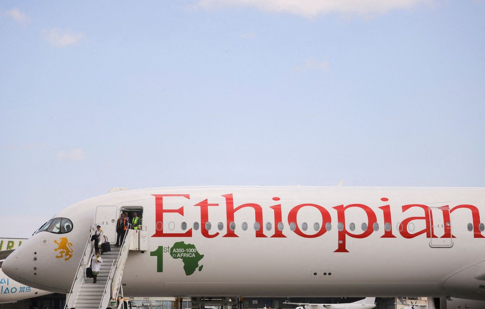 An Ethiopian Airlines passenger at the Bole International Airport in Addis Ababa.
