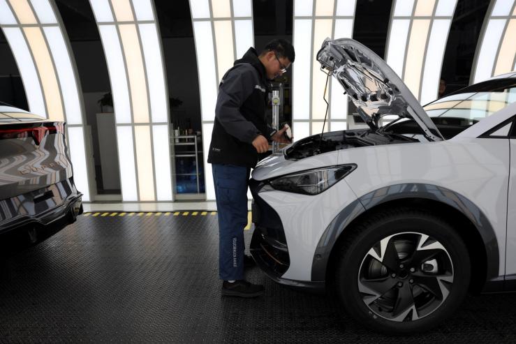 An EV production line in China.