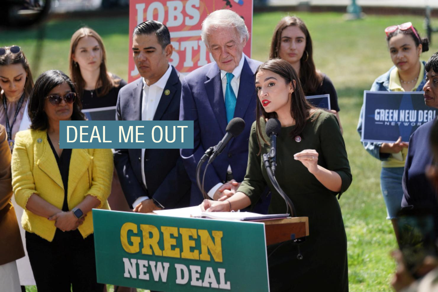 Reps. Alexandria Ocasio-Cortez (D-NY) speaks during a news conference to reintroduce the “Green New Deal Resolution” on Capitol Hill in Washington, U.S., 