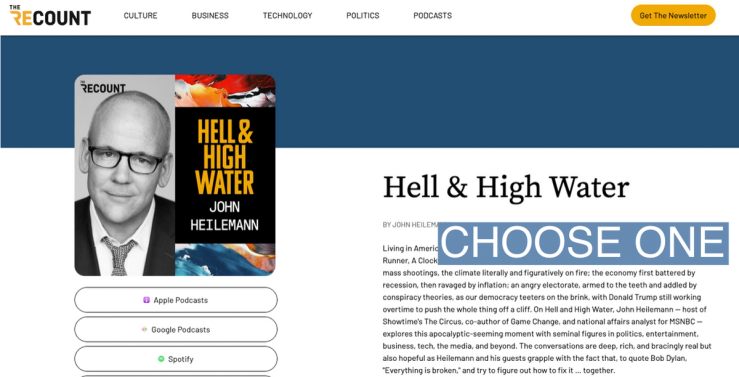 A screen grab of a podcast on the Recount