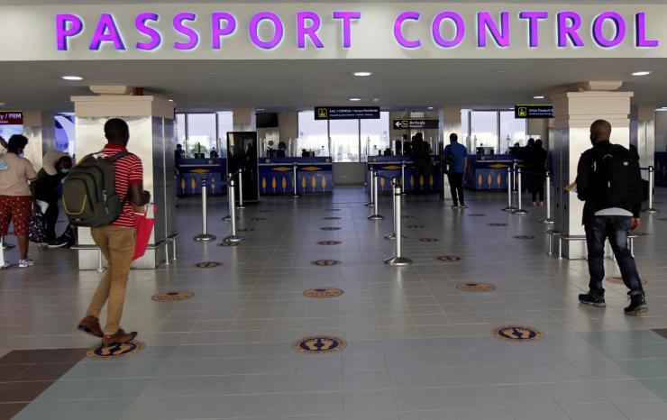 Passport control at Nairobi airport.