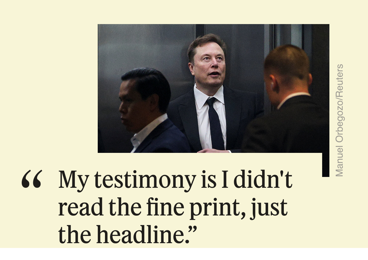 “My testimony is I didn’t read the fine print, just the headline.” 