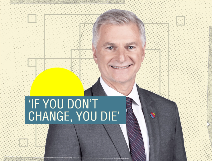 A graphic showing Southwest Airlines CEO Bob Jordan.