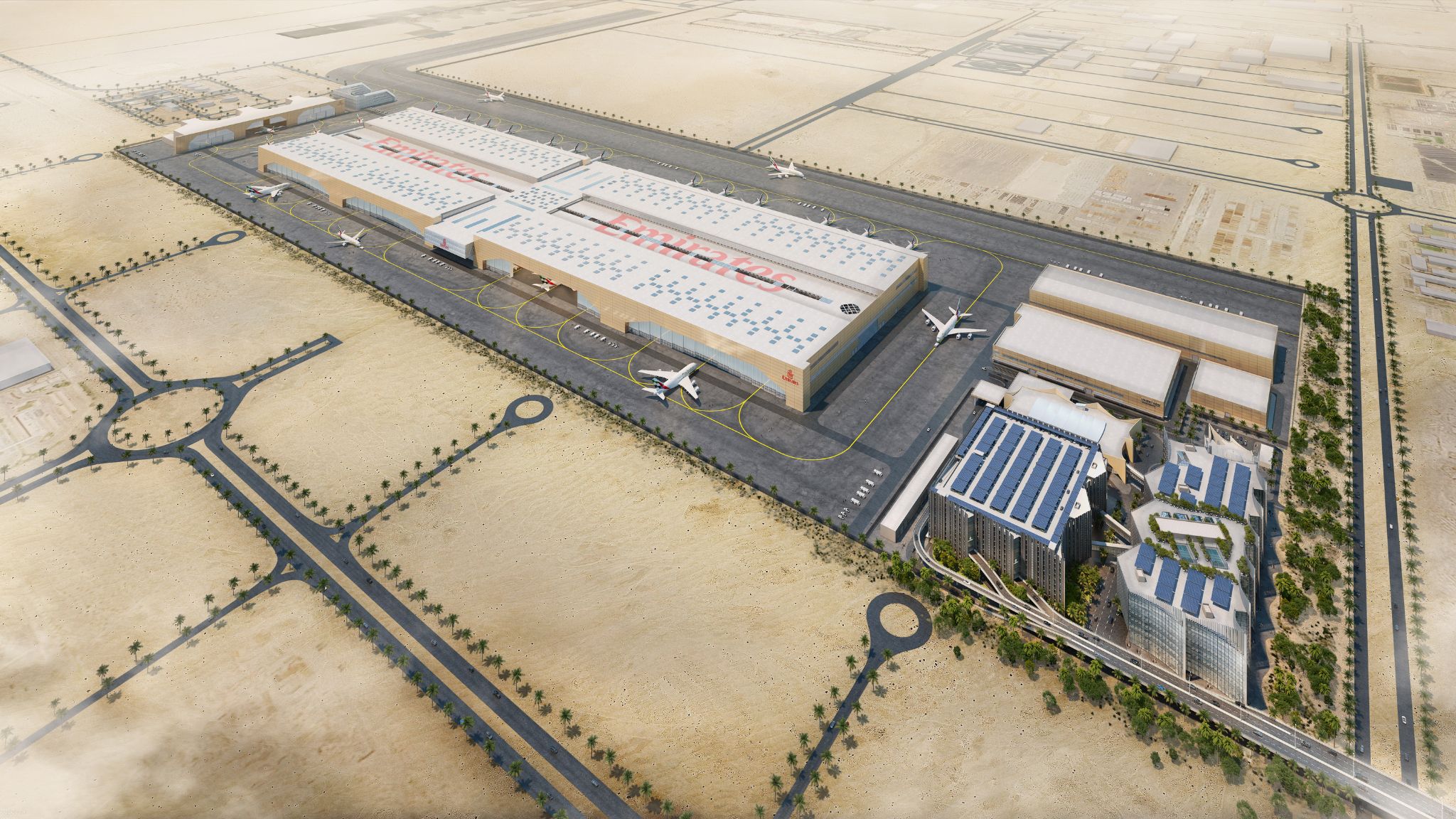 A rendering of Emirates new maintenance facility. 