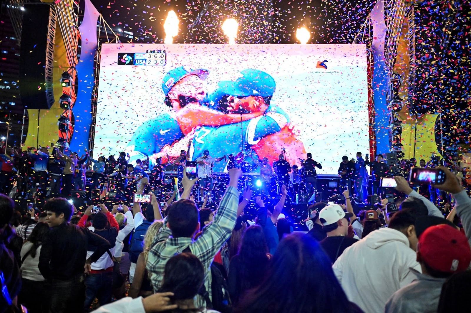 People celebrate the WBC win in Caracas. 