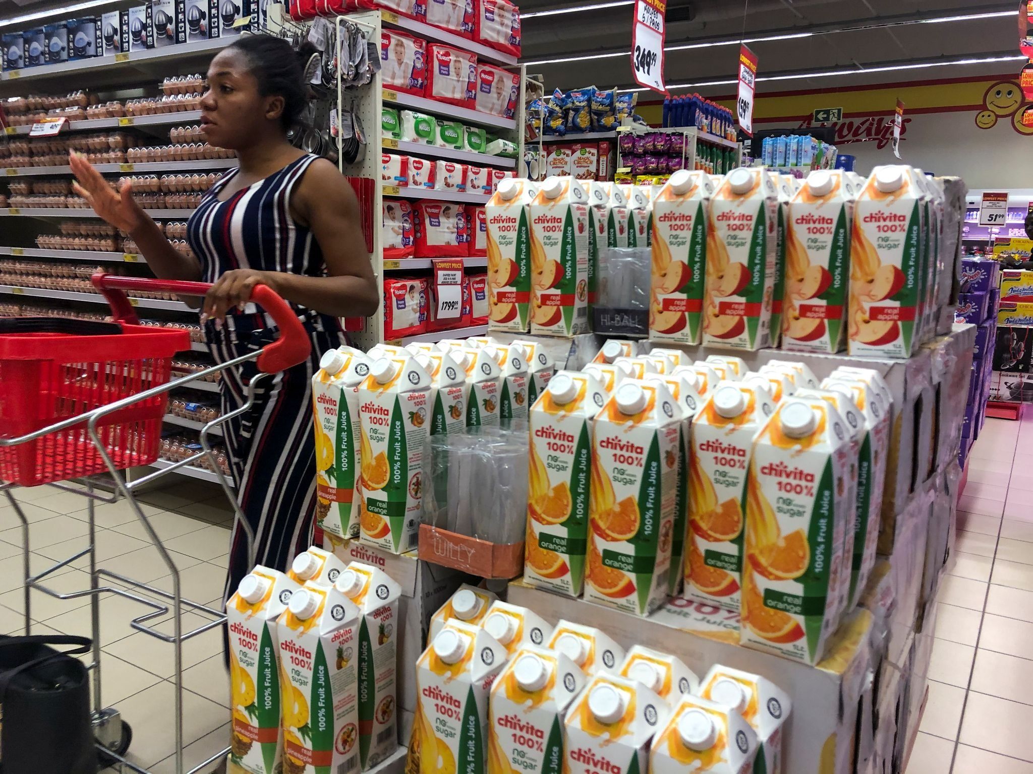  Cartons of Chivita fruit juice produced by CHI Limited are pictured in the supermarket in Abuja.