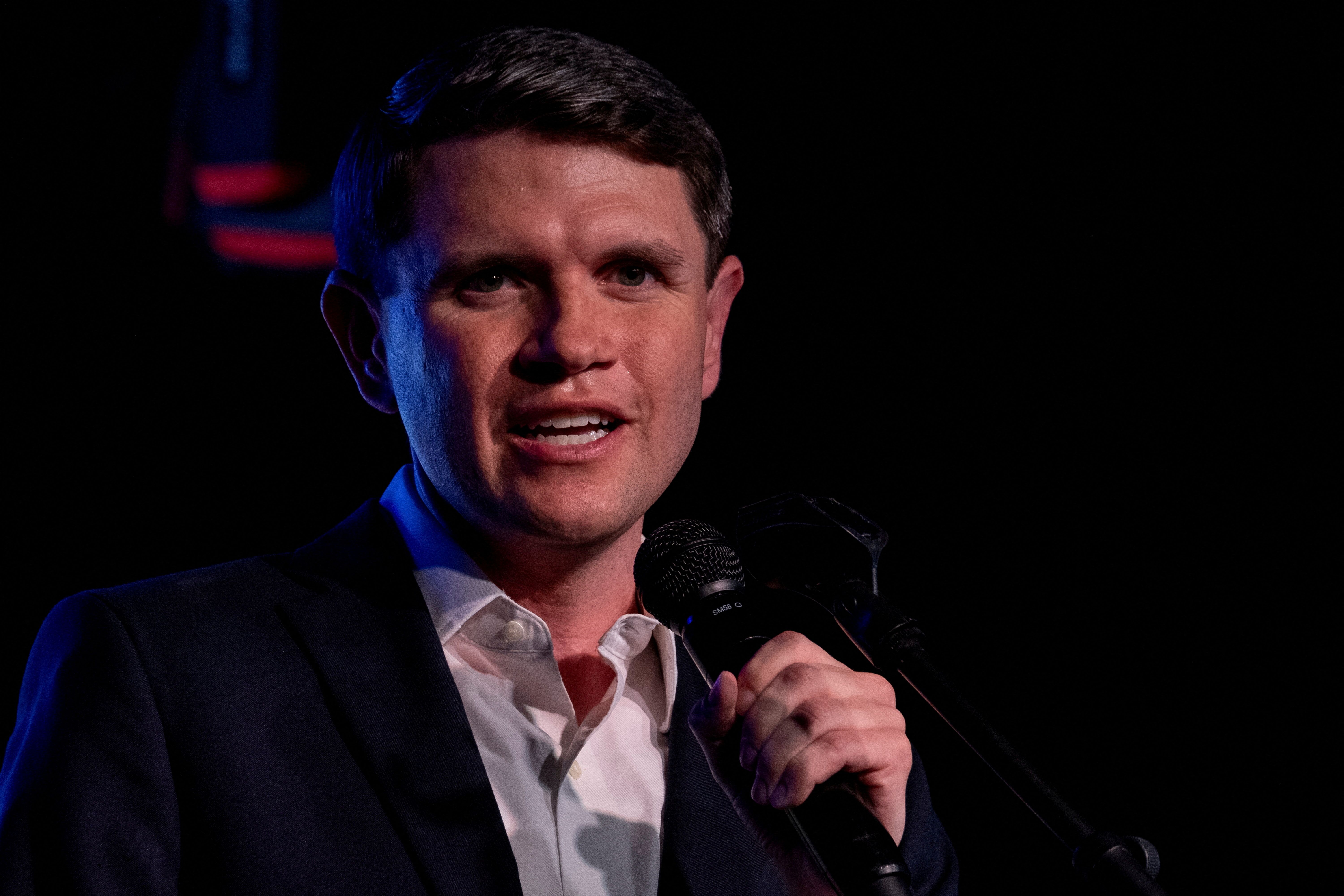 Democratic Senate candidate James Talarico speaks during a rally in San Antonio, Texas