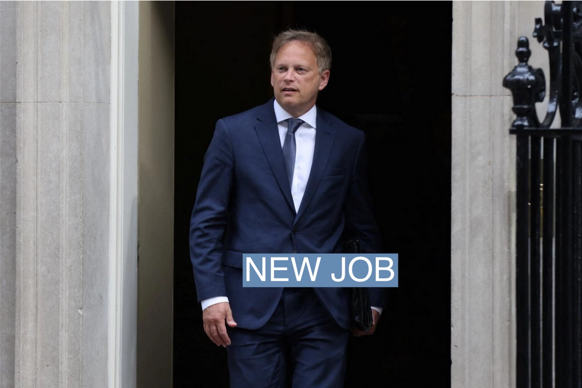 Grant Shapps leaves 10 Downing Street after being announced as Britain's new defence secretary in London, Britain, August 31, 2023