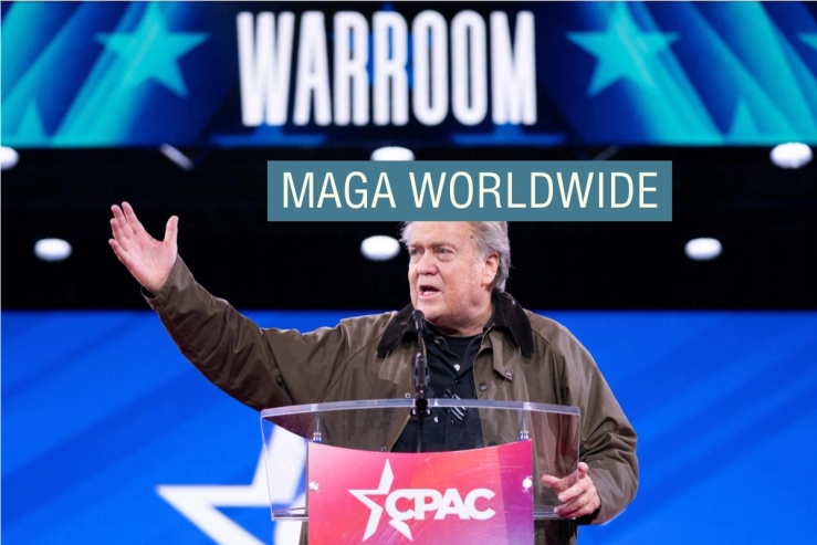 Steve Bannon gestures onstage at the Conservative Political Action Conference.